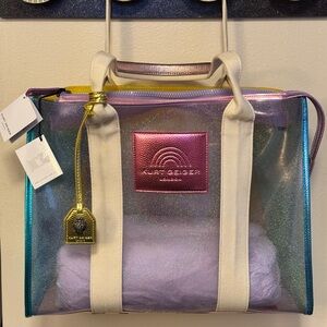 Kurt Geiger LG sparkly clear multi  color Tote NWT/dusty Beautiful crystal tag